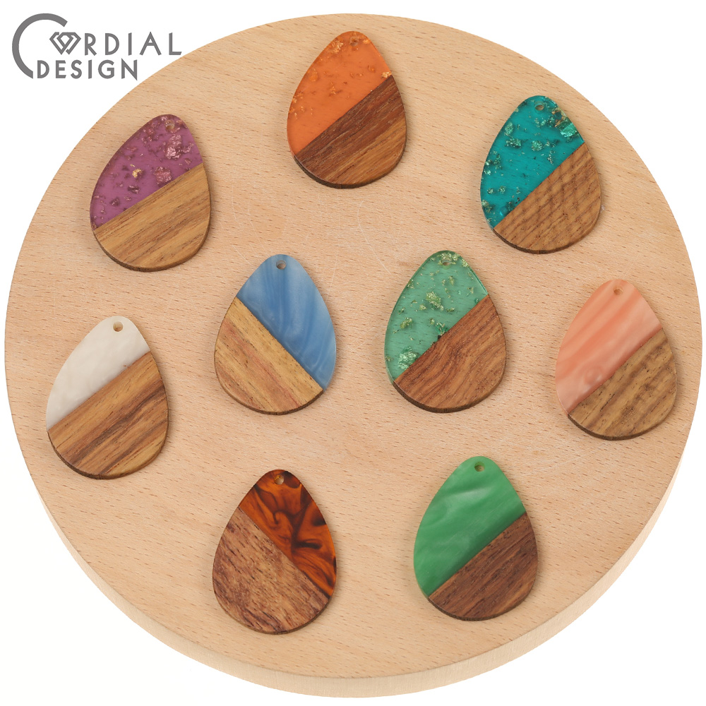 Woodworking Resin - Cordial Design 50Pcs 25*36MM Earrings Accessories/Charms/Drop