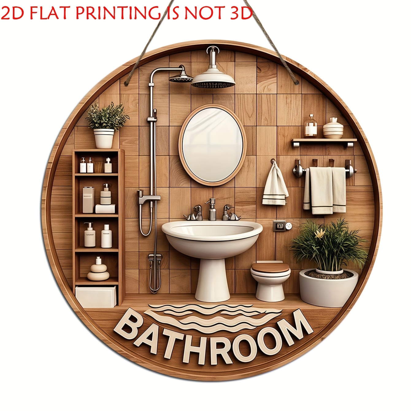 Woodworking Logos - One 2D flat circular bathroom wooden
