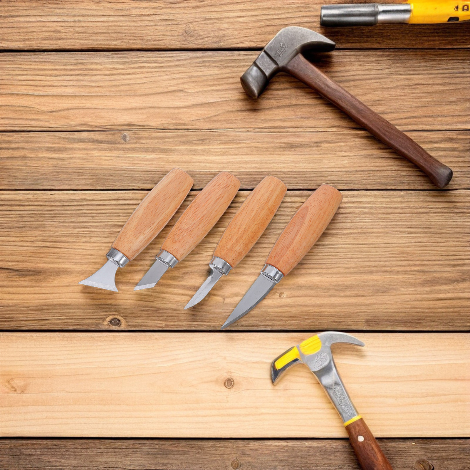 Woodworking Hand Tools - 4Pcs Wood Carving Knives Set Ergonomic