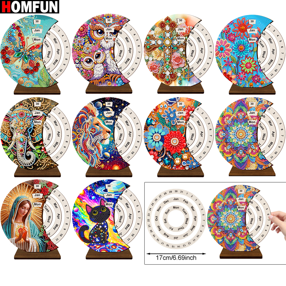 Woodworking Resin - HOMFUN Diamond Painting Perpetual Calendar, Wooden