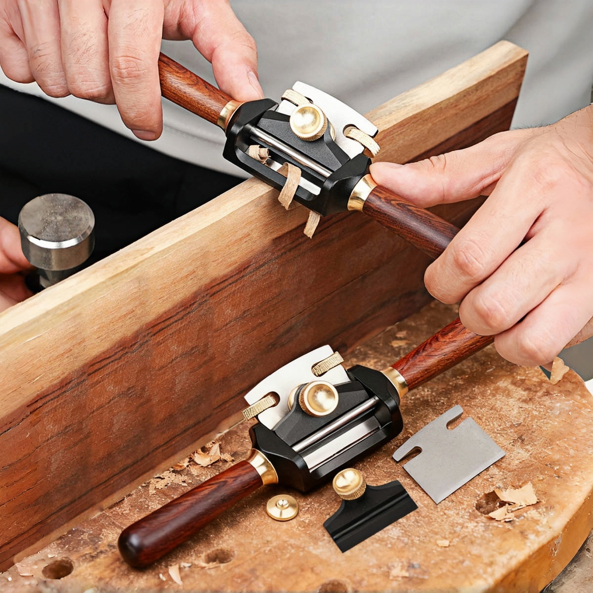 Woodworking Class - Adjustable Two Handed Mini Planer Tool,Aluminum