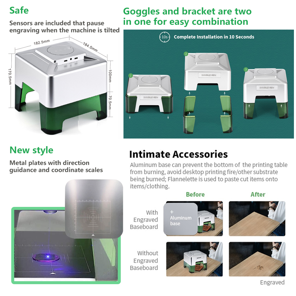 3W Mini Laser Engraver Portabl - Woodworking Logos บทวิจารณ์และราคา