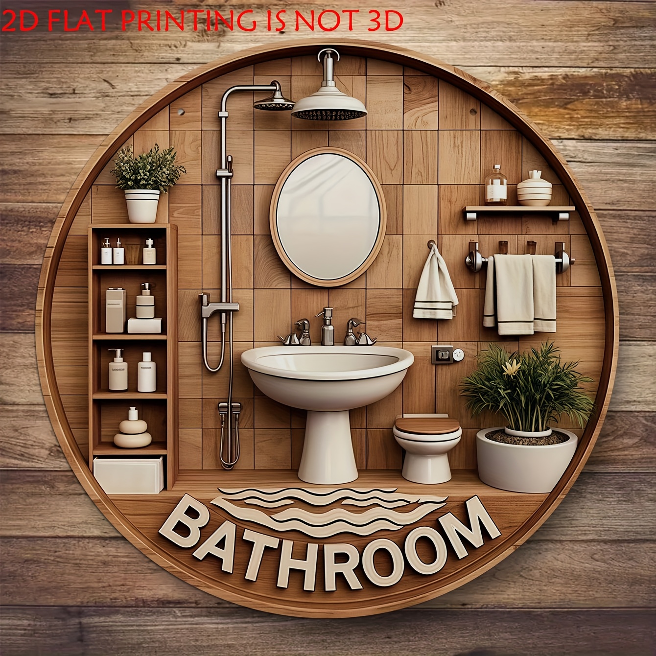 One 2D flat circular bathroom  - Woodworking Logos บทวิจารณ์และราคา