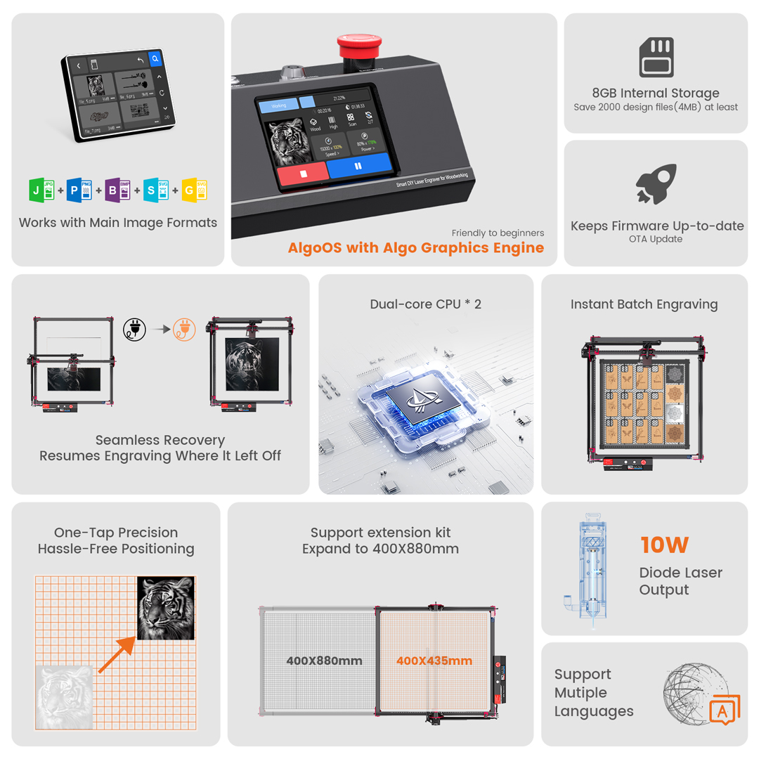 AlgoLaser DIY KIT MK2 10W Lase - Woodworking Logos บทวิจารณ์และราคา