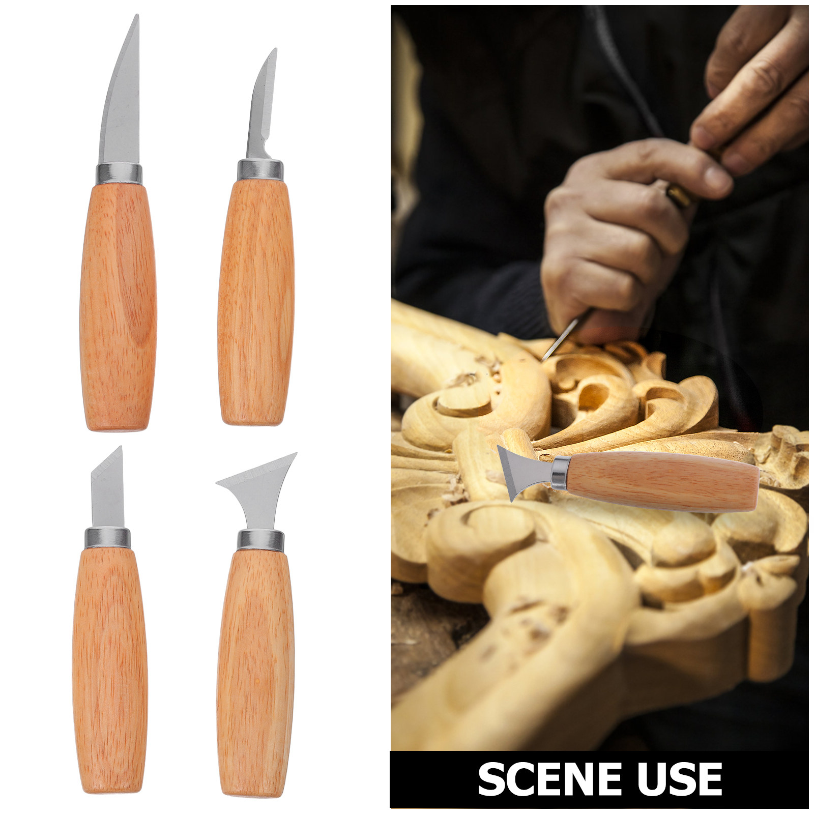 4Pcs Wood Carving Knives Set E - Woodworking Hand Tools บทวิจารณ์และราคา