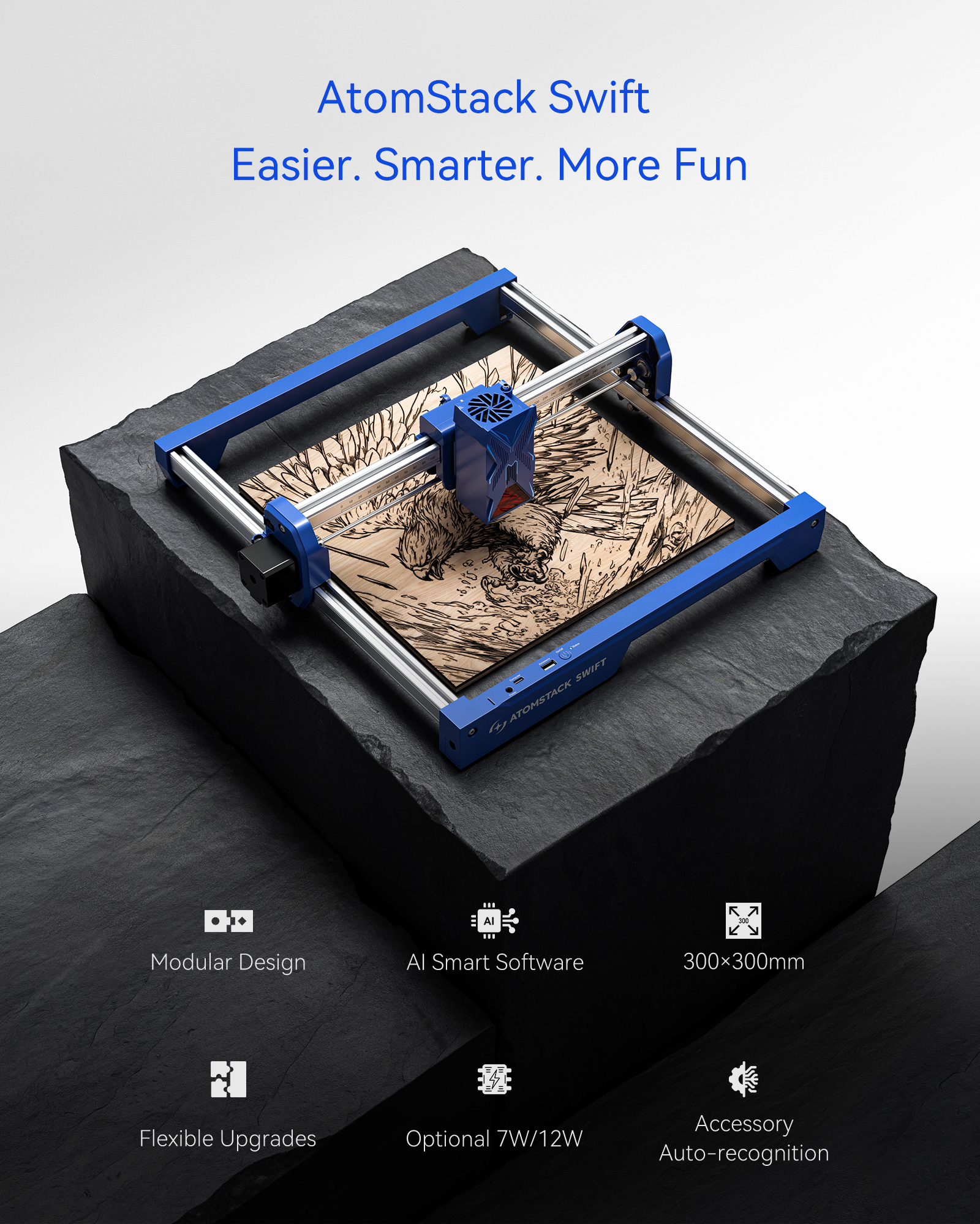 ATOMSTACK Swift 7W Portable La - Woodworking Logos บทวิจารณ์และราคา
