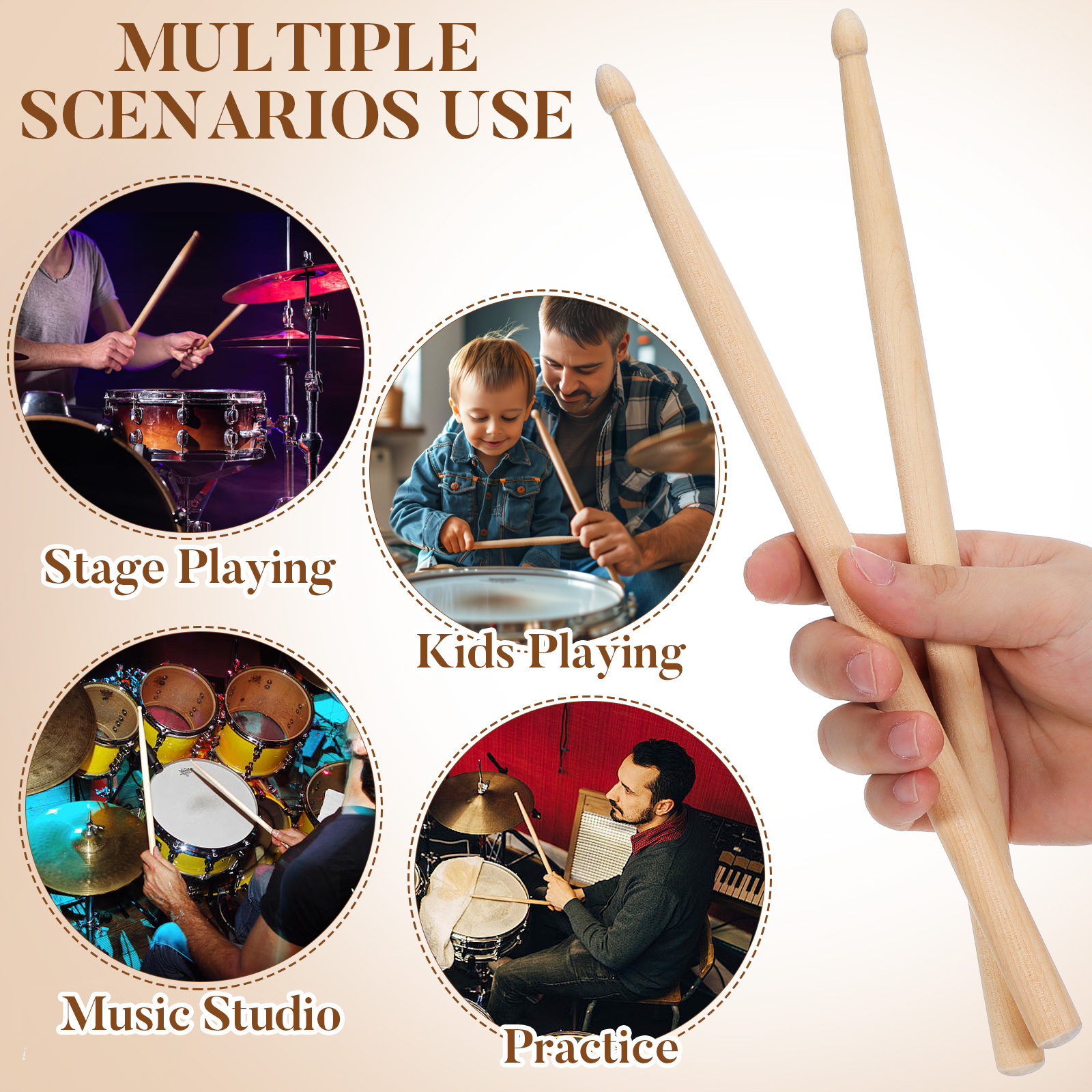 4pcs Children Drum Sticks Mapl - Woodworking For Kids บทวิจารณ์และราคา