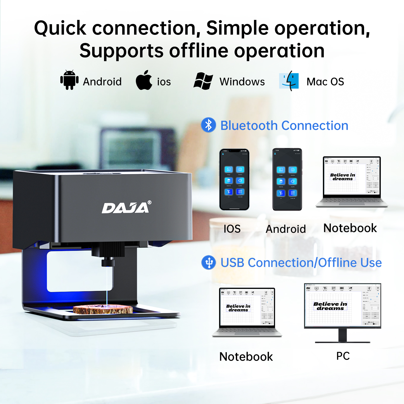 DAJA DJ6 Mini Portable Laser E - Woodworking Logos บทวิจารณ์และราคา