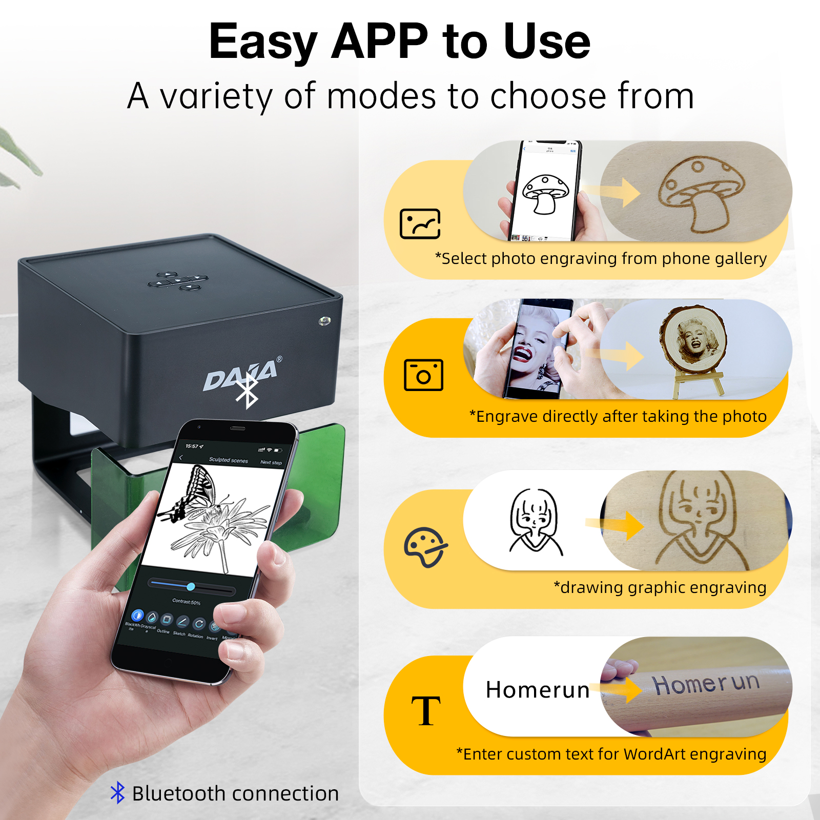 DAJA DJ6 Mini Portable Laser E - Woodworking Logos บทวิจารณ์และราคา